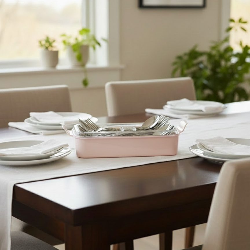 Cutlery Box with Lid and Drain