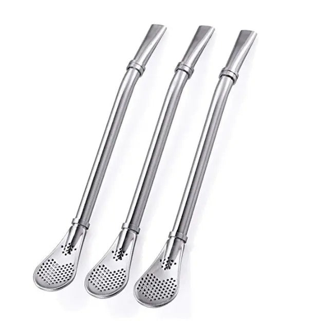 Reusable Curved Steel Straw with Herb Infuser Tip