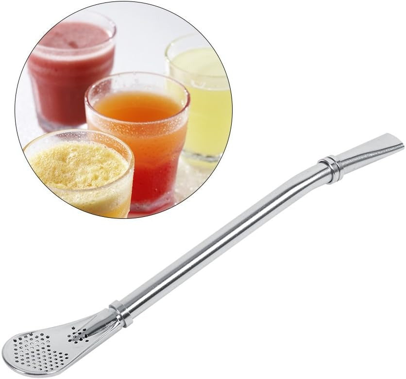Reusable Curved Steel Straw with Herb Infuser Tip