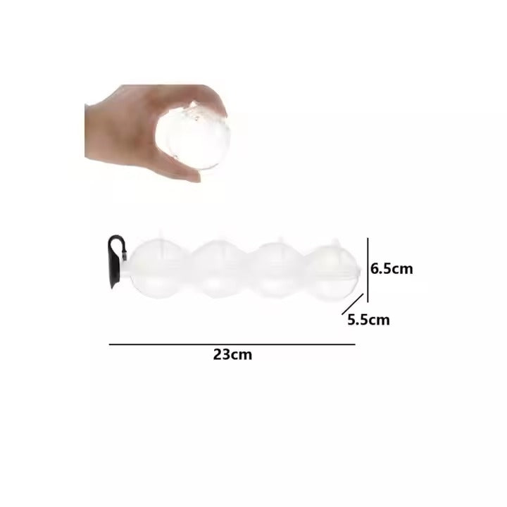 4-Cavity Transparent Round Ice Ball Maker for Drinks & Cocktails